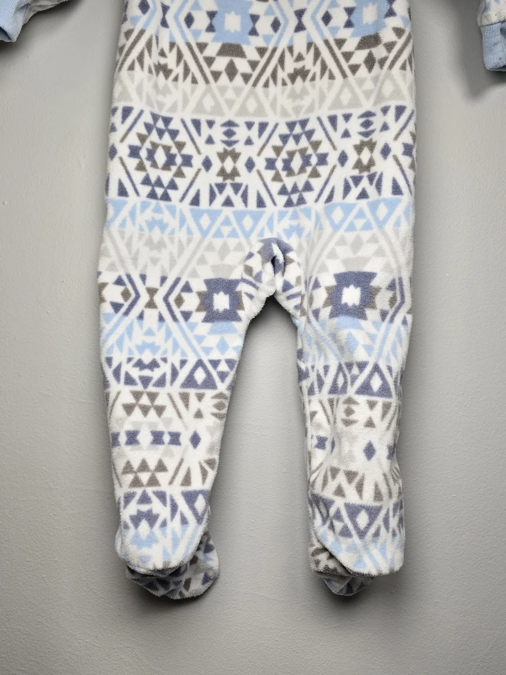Baby Fleeze Footed One-Piece - Blue Geometric Print 9M